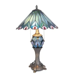 Stolní lampa Tiffany Peacock - Ø 40*68 cm 5LL-5829
