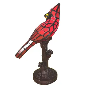 Stolní lampa Tiffany Red Parrot - 15*12*33 cm E14/max 1*25W 5LL-6102R