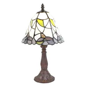 Stolní lampa Tiffany se zdobenou nohou Pinia - Ø 20*34 cm E14/max 1*25W 5LL-6225
