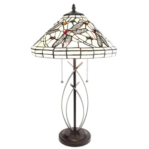 Stolní lampa Tiffany White Dragonfly - 41x69 cm E27/max 2x40W 5LL-6287