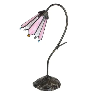 Stolní Tiffany lampa Flowerbell pink - 30*17*48 cm E14/max 1*25W 5LL-6246