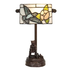 Stolní vitrážová lampa Tiffany s medvídkem - 17*15*28 cm E14/max 1*25W 5LL-6050