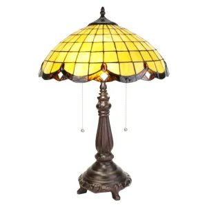 Žlutá stolní lampa Tiffany Elly - Ø 41*57 cm E27/max 2*60W 5LL-6289