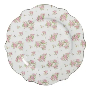 Bílo-růžový jídelní talíř s růžičkami Sweet Roses - Ø 27*2 cm SWRFP