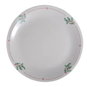 Porcelánový jídelní talíř s cesmínou a puntíky Holly Christmas - Ø 28 cm HCHFP