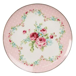 Růžový porcelánový dezetní talířek Laverne - Ø 20*2 cm 6CEDP0127