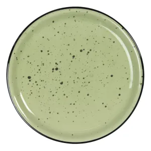 Zelený keramický talíř s kaňkami Printemps – Ø 22*3 cm 6CEDP0052GR