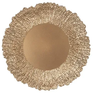 Zlatý servírovací talíř se zdobným okrajem ve tvaru květu - Ø 33*2 cm 65241