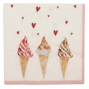 Béžové papírové ubrousky se zmrzlinou Frosty And Sweet  - 33*33 cm (20ks) FAS73-2