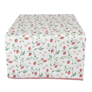 Bavlněný běhoun na stůl s motivem lesních jahod Wild Strawberries - 50*140 cm WIS64