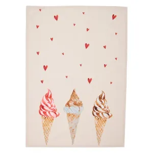 Béžová bavlněná utěrka se zmrzlinou Frosty And Sweet  - 50*70 cm FAS42-1