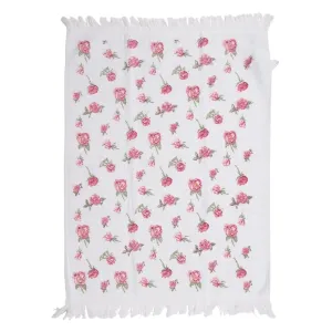 Bílý kuchyňský froté ručník s růžičkami - 40*66 cm CT029