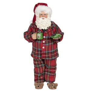 Vánoční dekorace Santa v pyžamu s bačkorkama - 14*10*28 cm 64650