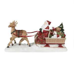 Vánoční dekorace Socha Santa se sáněmi - 41*11*19 cm 6PR3919