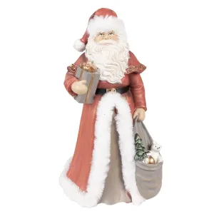 Vánoční dekorace socha Santa v červeném a s dárky - 16*16*31 cm 6PR4938