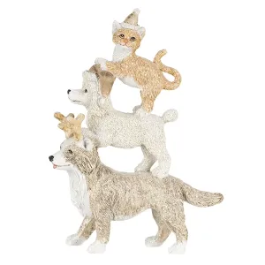 Vánoční dekorativní soška zvířátek s čepicemi - 12*4*17  cm 6PR4647