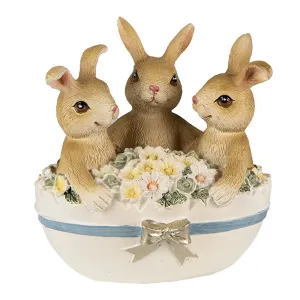 Velikonoční dekorace králíčci ve vajíčku s květy - 11*9*12 cm 6PR3839
