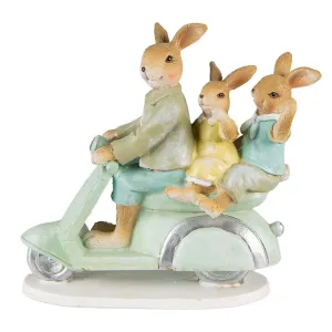 Velikonoční dekorace králičí rodinka na skútru - 17*7*15 cm 6PR3845