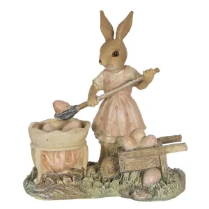 Velikonoční dekorace králičí slečny nabírající vajíčka - 12*6*12 cm 6PR3312