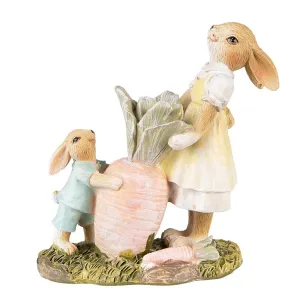 Velikonoční dekorace králíci tahající mrkev - 12*6*13 cm 6PR3844
