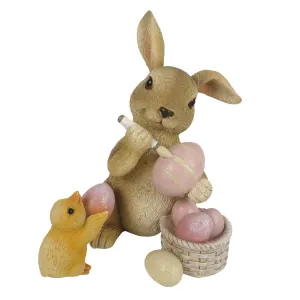 Velikonoční dekorace králíčka s vajíčky - 9*9*13 cm 6PR3324 antik