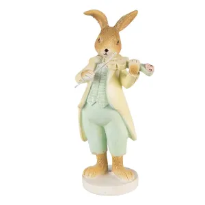 Velikonoční dekorace králík hrající na housle ve tvaru květiny - 8*5*16 cm 6PR3850