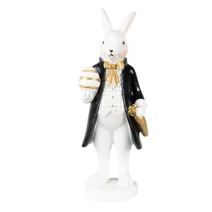 Velikonoční dekorace králík v kabátku držící vajíčko  - 7*6*20 cm 6PR3864