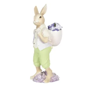 Velikonoční dekorace králíka nesoucího fialky - 11*10*27 cm 6PR3125