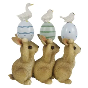 Velikonoční dekorace králíků s vajíčky - 12*4*12 cm 6PR3286