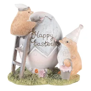 Velikonoční dekorace kuřátek u vajíčka Happy Easter - 12*9*12 cm 6PR3824