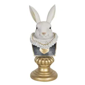 Busta králíka s límcem na zlatém podstavci - 12*11*29 cm 6PR3166
