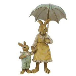 Dekorace dvou králíků pod deštníkem - 9*4*13 cm 6PR3266