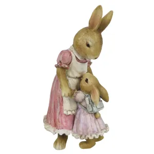 Dekorace králičí maminky v šatech s holčičkou - 9*8*17 cm 6PR3325
