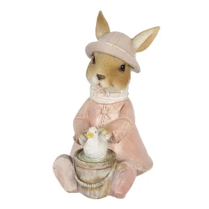 Dekorace králičí slečny v kabátku s kachničkou - 9*6*12 cm 6PR3301
