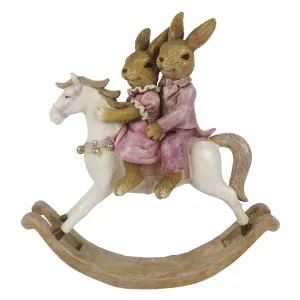 Dekorace králičího páru na houpacím koníkovi - 13*4*14 cm 6PR3277