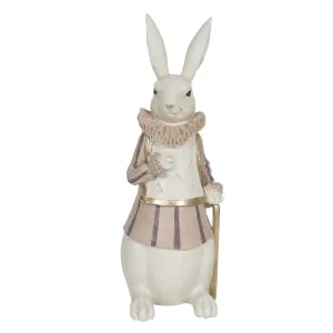 Dekorace králíka s límcem a hůlkou - 11*10*27 cm 6PR3152