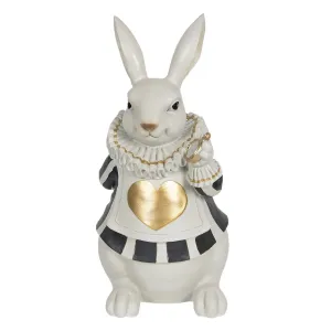 Dekorace králíka s límcem a zlatým srdíčkem - 17*14*33 cm 6PR3163