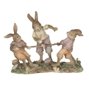 Dekorace králíků přetahujících se o provaz - 20*7*15 cm 6PR3307