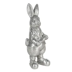 Stříbrná dekorace králíka s mrkví Métallique - 6*6*13 cm 6PR3096ZI