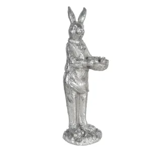 Stříbrná velikonoční dekorace králíka Métallique - 13*11*33 cm 6PR3092ZI