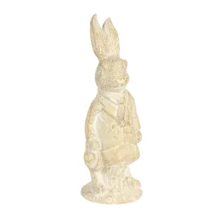 Velikonoční dekorace králíka v krémovo-žlutém provedení Métallique - 4*4*11 cm 6PR3078W