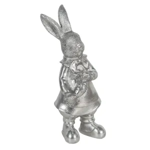 Velikonoční dekorace králíka ve stříbrném provedení Métallique - 12*11*22 cm 6PR3095ZI
