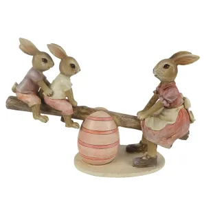 Velikonoční dekorace králíků na houpačce - 20*7*13 cm 6PR3284