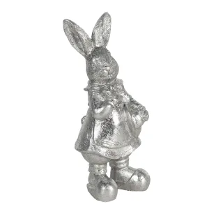 Velikonoční dekorace stříbrného králíka Métallique - 6*6*13 cm 6PR3097ZI