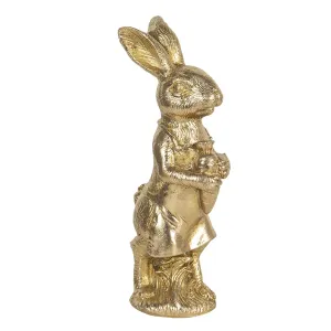 Velikonoční dekorace zlatého králíka s mrkví Métallique - 9*8*23 cm 6PR3087GO