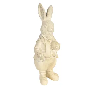 Velikonoční krémová-žlutá dekorace králíka Métallique - 12*11*22 cm 6PR3094W
