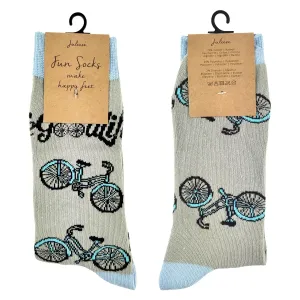 Veselé šedé ponožky s jízdními koly - 35-38 JZSK0017S