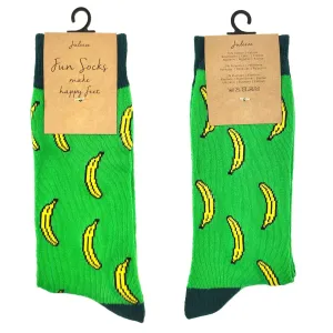 Veselé zelené ponožky s banány - 35-38 JZSK0011S