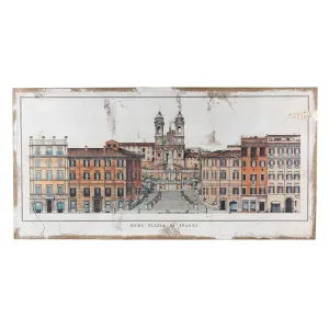 Vintage obraz na jutě Roma Piazza  - 120*3*60 cm 50624