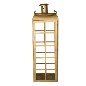 Zlatá kovová lucerna Simply na zavěšení- 17*17*60 cm 5Y0916
